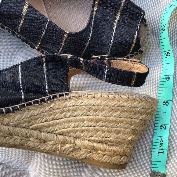TONI PONS Striped Back Strap Cotton Canvas Open Toe Wedge Espadrilles CALPE 9.5 - Picture 11 of 13